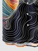 Plus Size Cat Line Fluid Print Button Pocket Shirt For Men -  