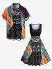 Plus Size Cat Line Fluid Print 50s Vintage Swing A Line Dress -  
