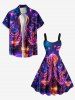 Plus Size Glitter Ombre Octopus Jellyfish Party Print Hawaii A Line Tank Dress -  