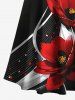 Plus Size Flower Curve Print Cold Shoulder Crisscross Strappy A Line Maxi Dress -  