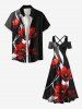 Plus Size Flower Curve Print Cold Shoulder Crisscross Strappy A Line Maxi Dress -  