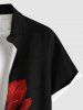 Plus Size Flower Curve Print Button Pocket Shirt For Men -  
