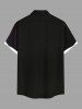 Plus Size Two Tone Cat Print Button Pocket Shirt For Men -  
