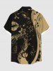 Plus Size Music Symbol Star Two Tone Lip Print Hawaii Button Pocket Shirt For Men -  