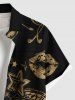 Plus Size Music Symbol Star Two Tone Lip Print Hawaii Button Pocket Shirt For Men -  