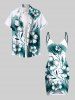 Plus Size Watercolor Flower Print Hawaii Convertible Beach Cover Up -  