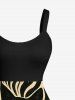 Plus Size Cat Wave Striped Print Halloween A Line Tank Dress -  
