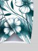Plus Size Watercolor Flower Print Hawaii Convertible Beach Cover Up -  