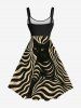 Plus Size Cat Wave Striped Print Halloween A Line Tank Dress -  