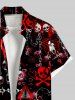 Chemise grande taille à imprimé tête de mort, chaîne, chat, cœur, Halloween, boutonnée et poche pour homme - Noir L