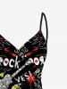 Plus Size Guitar Letters Print Hawaii Rock and Roll Convertible Beach Cover Up -  
