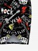 Plus Size Guitar Letters Print Hawaii Rock and Roll Convertible Beach Cover Up -  