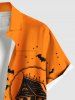 Chemise grande taille à boutons et poches pour homme, motif citrouille, fantôme, chauve-souris, chat, imprimé colorblock - Orange 5XL