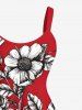 Plus Size Halloween Skulls Flowers Leaf Print Tank Dress -  