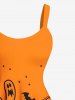 Plus Size Halloween Pumpkin Ghost Bat Cat Colorblock Print Tank Dress -  