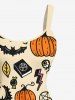 Plus Size Halloween Pumpkin Ghost Bat Tree Cat Print Tank Dress -  