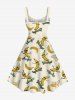 Plus Size Skateboard Rock Banana Print Hawaii Tank Dress -  