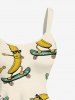 Plus Size Skateboard Rock Banana Print Hawaii Tank Dress -  