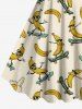Plus Size Skateboard Rock Banana Print Hawaii Tank Dress -  