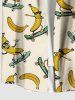 Plus Size Skateboard Rock Banana Print Buttons Pocket Hawaii Shirt For Men -  