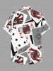 Chemise à boutons et poches grande taille pour homme, imprimé poker Halloween - Noir S