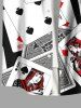 Chemise à boutons et poches grande taille pour homme, imprimé poker Halloween - Noir S