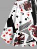 Plus Size Halloween Poker Print Buttons Turn Down Collar Dress With Belt -  