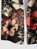 Chemise hawaïenne grande taille à imprimé 3D avec poches et boutons pour homme - Noir 5XL