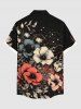 Chemise hawaïenne grande taille à imprimé 3D avec poches et boutons pour homme - Noir 5XL