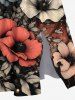 Robe mi-longue hawaïenne fendue grande taille à imprimé 3D de fleurs et de feuilles scintillantes - Noir S