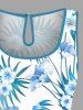 Plus Size Hibiscus Flowers Tropical Leaf Print Cinched Hawaii Romper -  