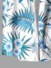 Plus Size Hibiscus Flowers Tropical Leaf Print Buttons Pocket Hawaii Shirt For Men -  