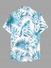 Plus Size Hibiscus Flowers Tropical Leaf Print Buttons Pocket Hawaii Shirt For Men -  