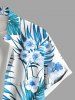 Plus Size Hibiscus Flowers Tropical Leaf Print Buttons Pocket Hawaii Shirt For Men -  
