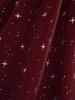 Robe débardeur en velours à col portefeuille, imprimé étoiles, froncée, avec ceinture - Rouge Vineux M
