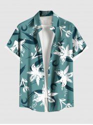 Plus Size Flowers Graffiti Print Buttons Pocket Hawaii Shirt For Men -  