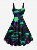 Halloween Skull Bat Moon Print Plus Size Matching Outfit For Couples -  