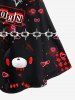 Halloween Skull Chain Cat Heart Print Plus Size Matching Outfit For Couples -  