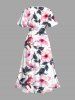 Flowers Leaf Print Plus Size Matching Hawaii Beach Outfit For Couples -  