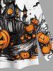 Halloween Pumpkin Bat Castle Print Plus Size Matching Set -  