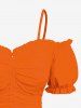 Halloween Pumpkin Bat Castle Print Plus Size Matching Set -  