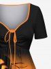 Halloween Pumpkin Cross Tree Colorblock Print Plus Size Matching Outfit For Couples -  