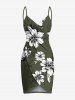 Flowers Leaf Print Plus Size Matching Hawaii Beach Outfit For Couples -  