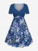 Flowers Tropical Leaf Print Plus Size Matching Hawaii Beach Outfit For Couples -  