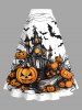 Halloween Pumpkin Bat Castle Print Plus Size Matching Outfit For Couples -  