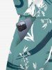 Ensemble chemise et barboteuse hawaïennes assorties, grande taille, tenue de plage à imprimé graffitis et fleurs pour couples - Vert 