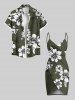 Housse de plage hawaïenne convertible à imprimé fleurs et feuilles grande taille - Vert profond 6X