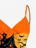 Plus Size Pumpkin Ghost Bat Tree Castle Print Halloween Convertible Beach Cover Up -  