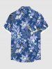 Plus Size Flowers Tropical Leaf Print Buttons Pocket Hawaii Shirt For Men -  