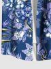 Plus Size Flowers Tropical Leaf Print Buttons Pocket Hawaii Shirt For Men -  